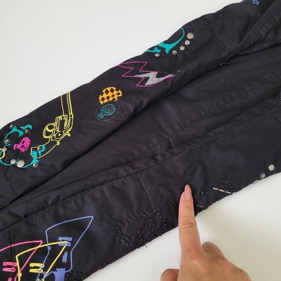 MNG Rare Graphic Rock n Roll Dancer Guitar Embroidered Studded Mini Dress XS - Picture 16 of 16